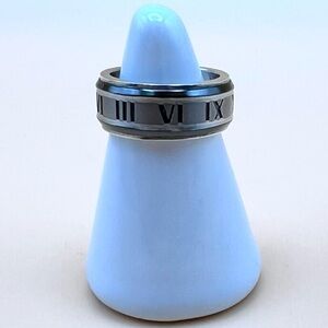 Tiffany & Co. Atlas Ring, Sterling Silver and Titanium, Size 6.5